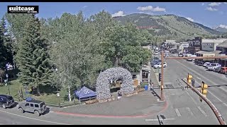Preview of stream Town square with elk antler arches, Jackson Hole, USA